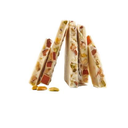 White Chocolate Bark with Pistachio, Orange & Almond (100g)