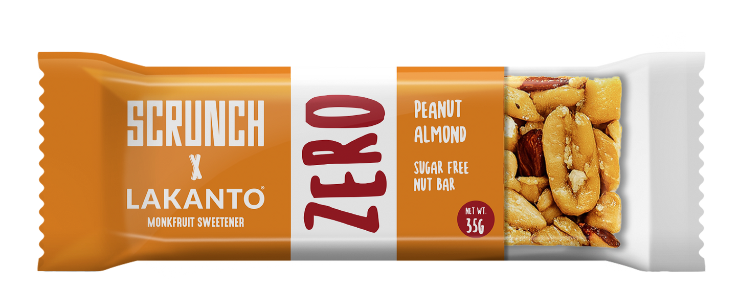 Peanuts, Almond with Monkfruit nutbar - Scrunch x Lakanto