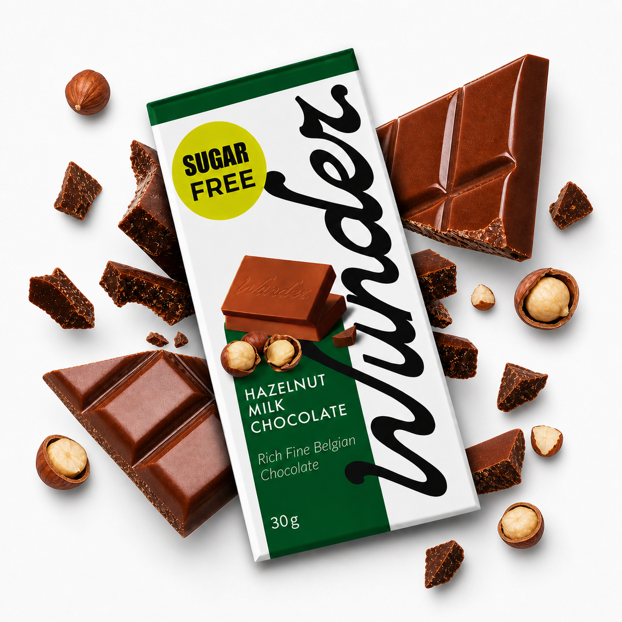 Sugar free Belgian Milk Chocolate Bar with Hazelnut