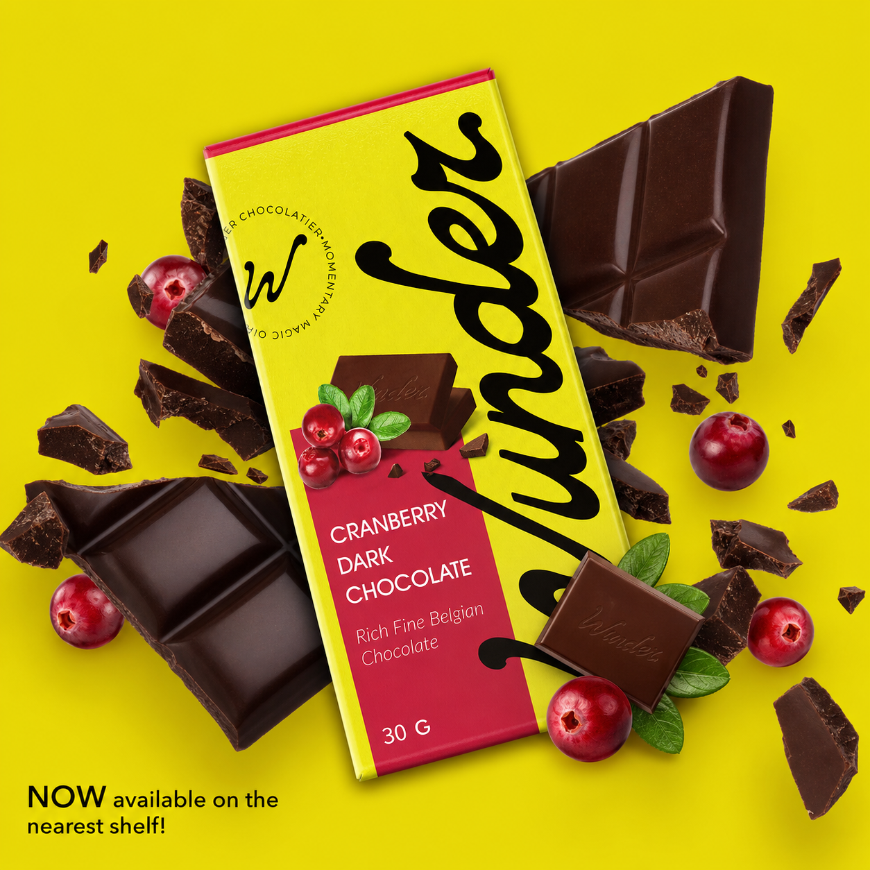 Wunder Belgian Dark Chocolate with Cranberry Bar